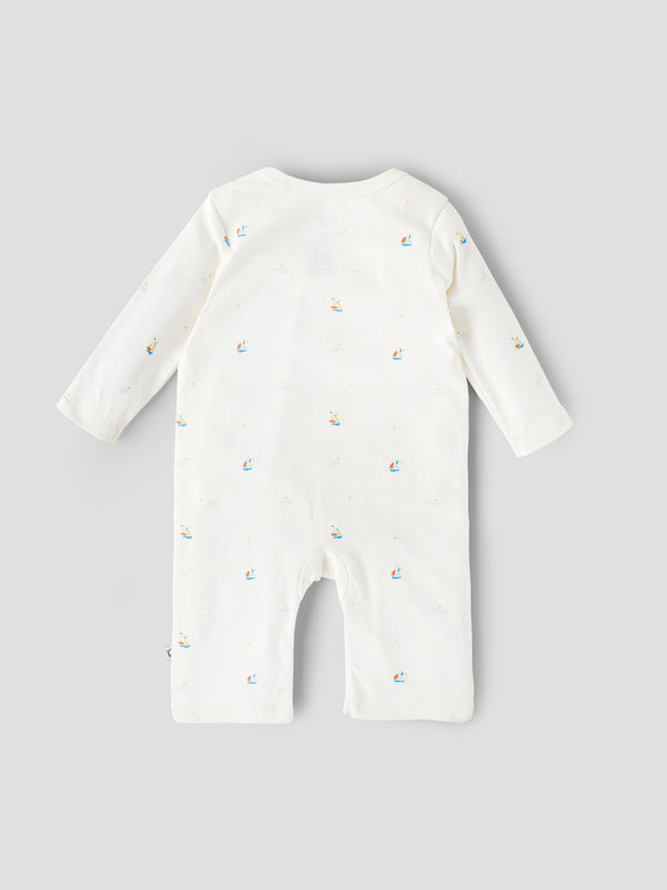 Popees Baby Printed Romper |Cotton Infant Romper, Sailboat Print | Tiny Baby, Newborn to 6 Months