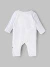 Popees Baby Boys White Cotton Full-Length Sleepsuit| Tiny Baby, Newborn to 6 Months