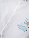 Popees Baby Boys White Cotton Full-Length Sleepsuit| Tiny Baby, Newborn to 6 Months