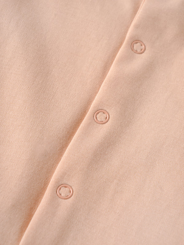 Popees Peach Baby Sleepsuit with Sun Embroidery | Tiny Baby, Newborn to 6 M
