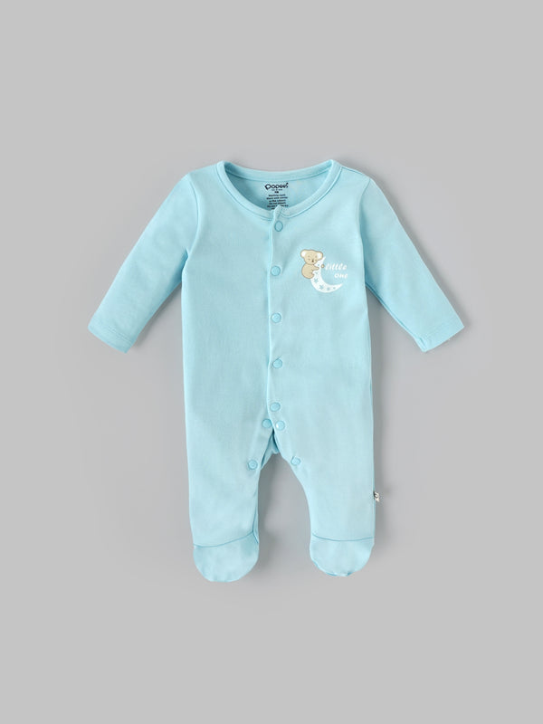Popees Baby Boys Cotton Footed Sleepsuit with Snap Closure| Tiny Baby, Newborn-6 Months