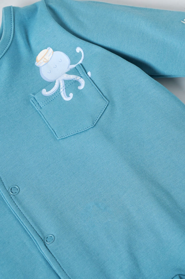 Popees Baby Boys Cotton Full Sleeve Footed Bodysuit Romper| Tiny Baby, NewBorn- 6 Months