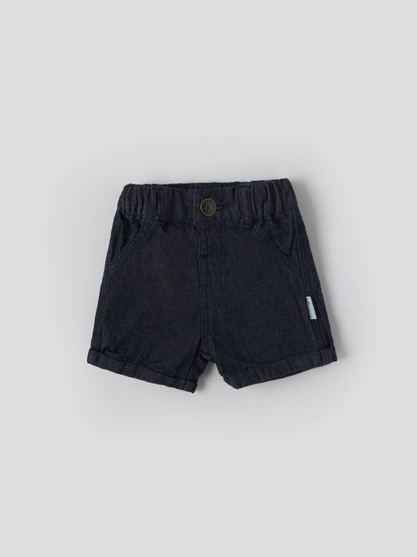 Popees Baby Boys Cotton Denim Shorts with Elastic Waistband| Newborn- 9 Months