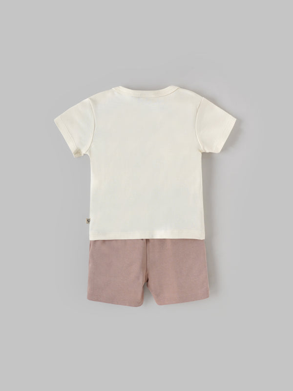 Popees Boys Half-Sleeve Shoulder Open Co-ord Set (0-9 Months) Made of Organic Bamboo Cotton Fabric