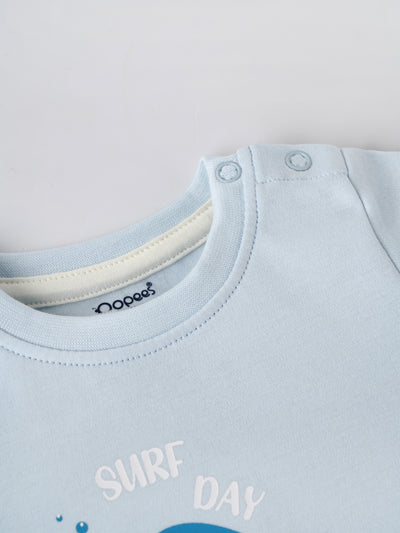 Popees Baby Boys T-Shirt and Shorts Set| Light Blue & Navy| Newborn-12 Months