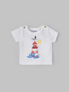 Popees Baby Boys Short Sleeves Cotton T-Shirt| White| 0-9 Months