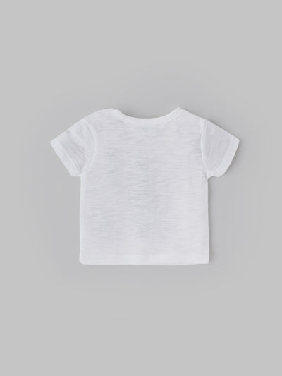 Popees Baby Boys Short Sleeves Cotton T-Shirt| White| 0-9 Months