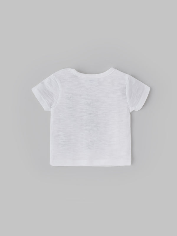Popees Baby Boys Short Sleeves Cotton T-Shirt| White| 0-9 Months