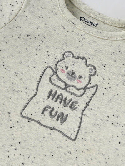 Popees Baby Boys Cotton Printed T-Shirt with Shoulder Buttons| 0-9 Months
