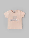 Popees Baby Boys Peach “GO!” Printed T-Shirt| Newborn to 9 Months