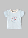 Popees Light Blue Baby Boys T-Shirt with Graphic Print | Newborn to 9 M