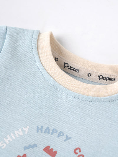 Popees Light Blue Baby Boys T-Shirt with Graphic Print | Newborn to 9 M