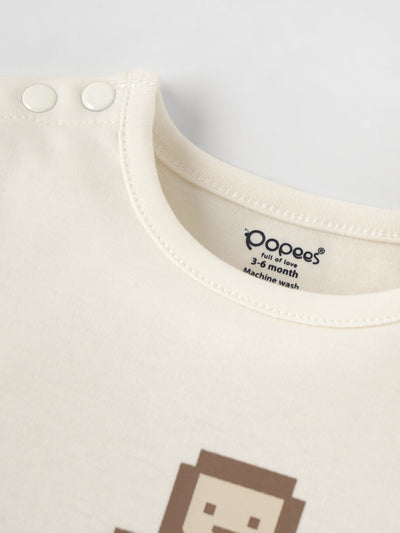 Popees Soft & Stylish Cotton Chest Printed T-Shirt(0-9 Months)for Baby Boys