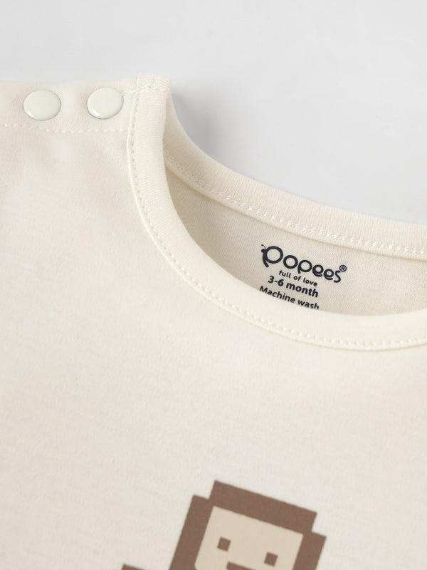 Popees Soft & Stylish Cotton Chest Printed T-Shirt(0-9 Months)for Baby Boys