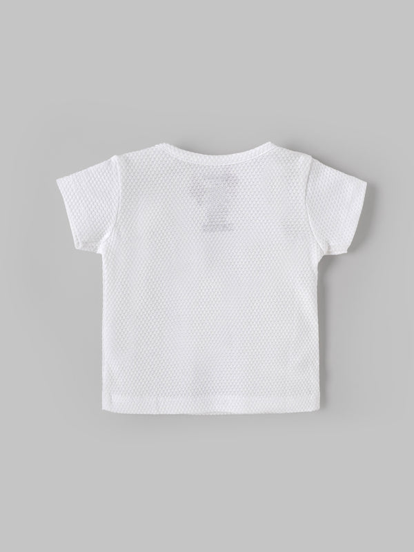 Popees Baby Boys Printed T-Shirt| Newborn–9 Months |Soft Cotton, White