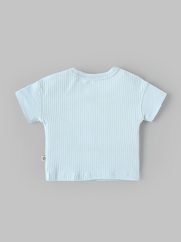 Popees Baby Boys Ribbed Cotton T-Shirt(0-9 Months) | Soft, Breathable & Comfortable Daily Wear