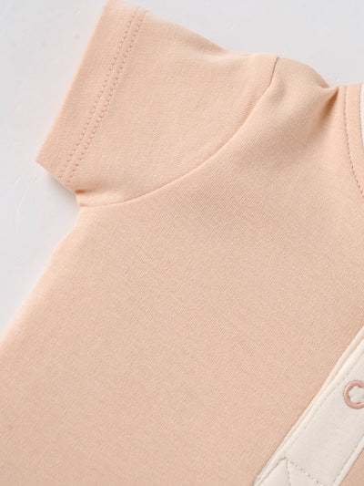 Popees Baby Boys Soft Cotton Polo T-Shirt with FUN CLUB Print| Peach (Newborn to 9 Months)