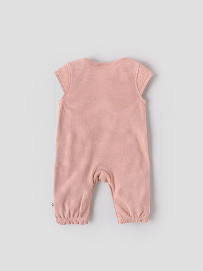 Popees Dusty Peach Baby Girls Romper with Floral Patch | Tiny Baby, Newborn to 6 M