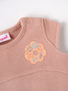Popees Dusty Peach Baby Girls Romper with Floral Patch | Tiny Baby, Newborn to 6 M