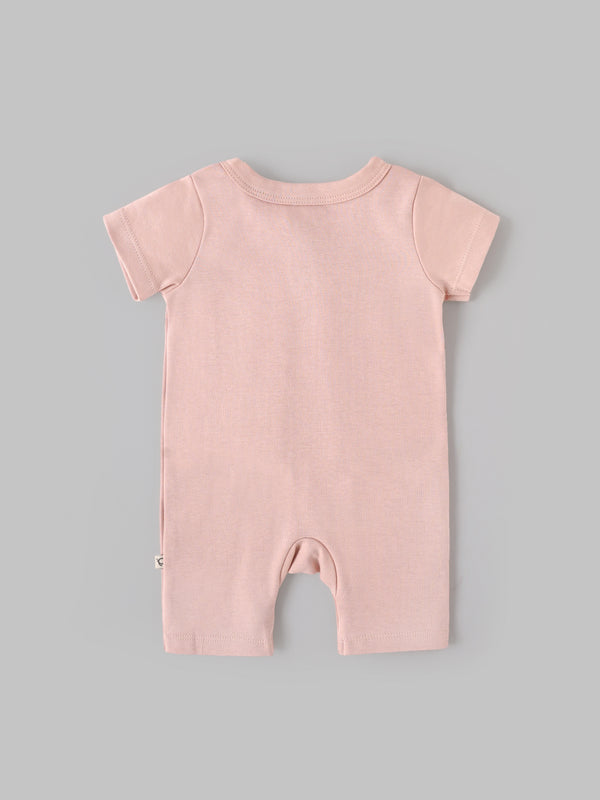 Popees Baby Girls Cotton Short Sleeve Romper| Peach| Tiny Baby, Newborn To 6 Months