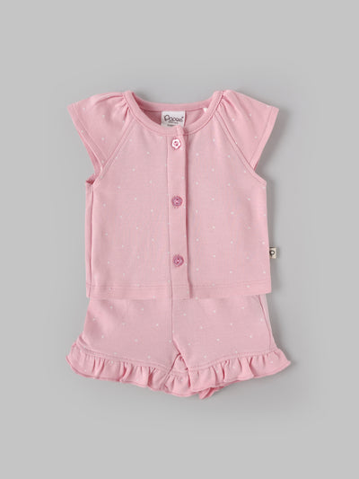 Popees Baby Girls Polka Dot Top & Shorts Set| Tiny Baby, New Born – 9 Months