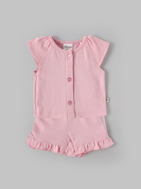 Popees Baby Girls Polka Dot Top & Shorts Set| Tiny Baby, New Born – 9 Months
