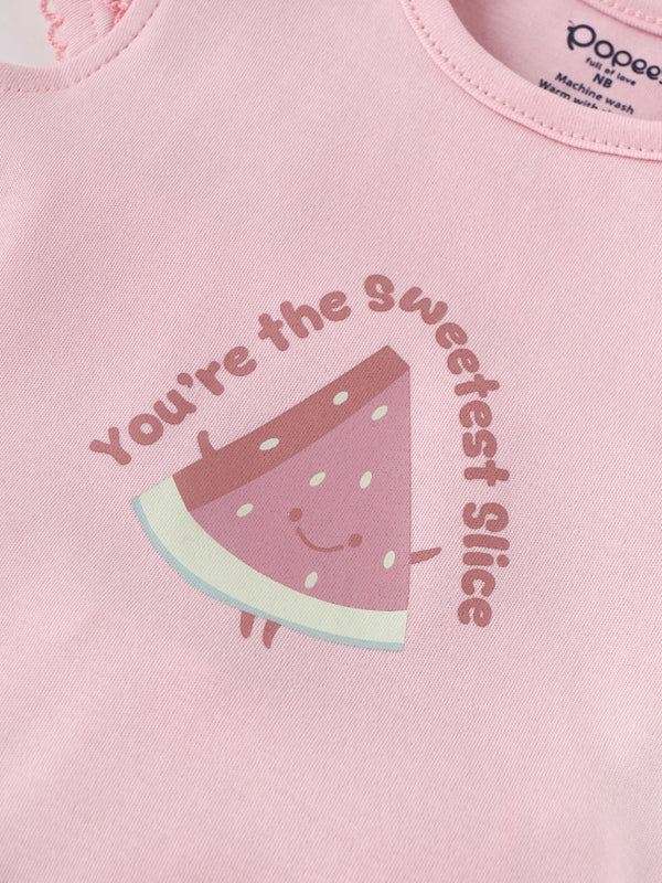 Popees Baby Girls Top & Shorts Set| Newborn–9 Months| Pink Printed Cotton Summer Outfit
