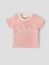 Popees Baby Girls Peach Cotton Graphic T-Shirt |Play All Day Print, Size NB to 9M