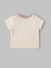 Popees Baby Girls Cream Cotton “Let’s Play” Graphic T-Shirt |Contrast Neck, Sizes NB–9M
