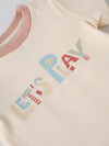 Popees Baby Girls Cream Cotton “Let’s Play” Graphic T-Shirt |Contrast Neck, Sizes NB–9M