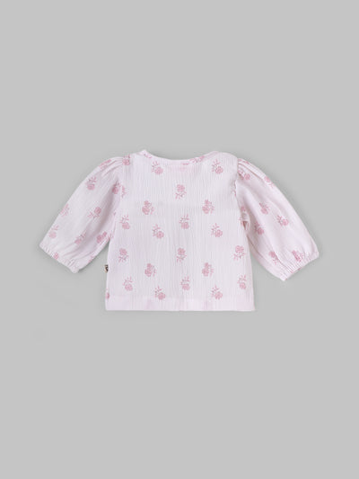 Popees Baby Girls Half Sleeves Cotton Top| White| Newborn To 9 Months