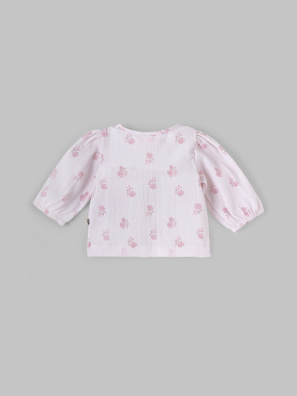 Popees Baby Girls Half Sleeves Cotton Top| White| Newborn To 9 Months
