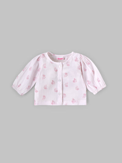 Popees Baby Girls Half Sleeves Cotton Top| White| Newborn To 9 Months