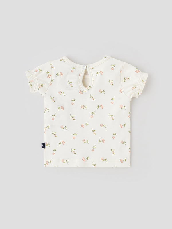 Popees Cotton Floral Print Top – Soft & Breathable, Half Sleeves (0–9 Months) for Baby Girls