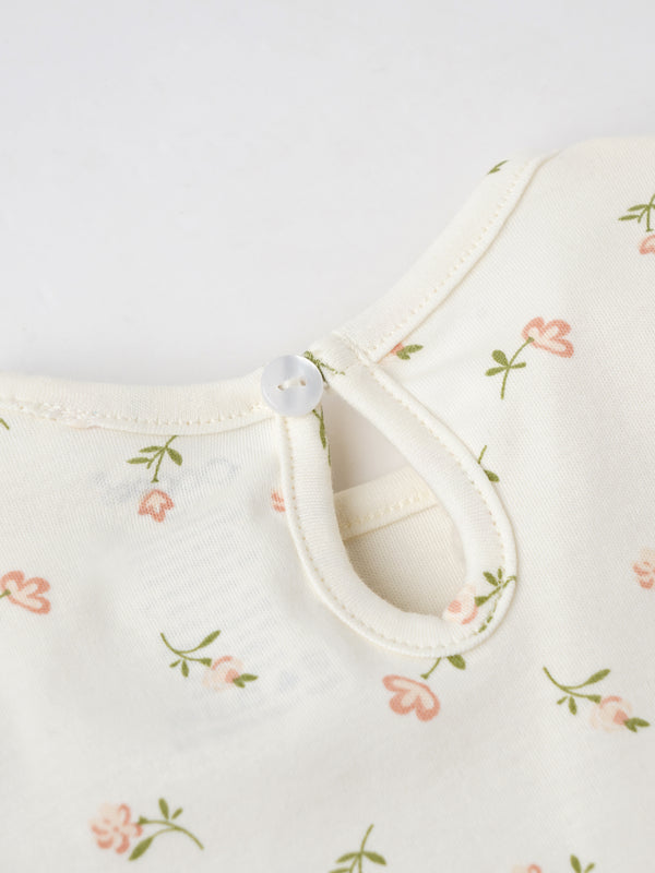 Popees Cotton Floral Print Top – Soft & Breathable, Half Sleeves (0–9 Months) for Baby Girls