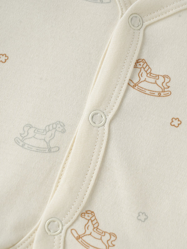 Popees Half Sleeve Front Open Jhabla Top(0-6 Months)for New Babies Made of Organic Bamboo Cotton Fabric