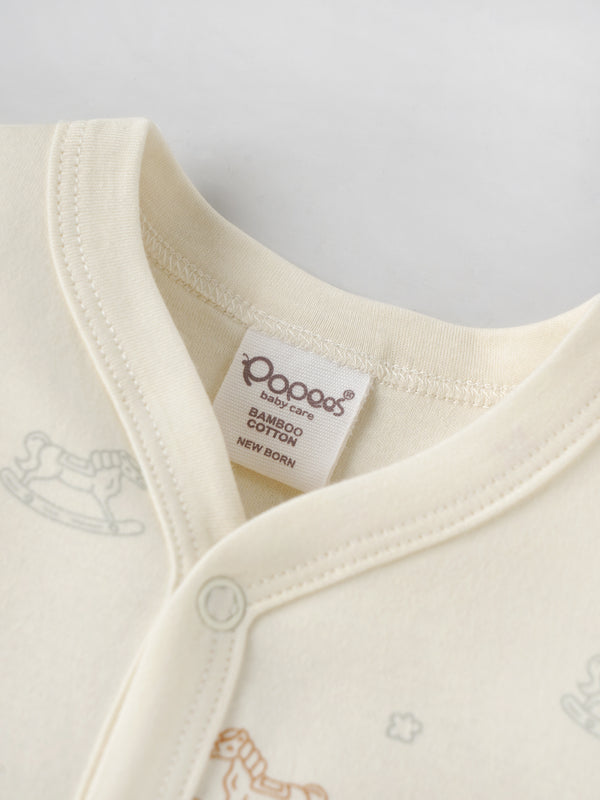 Popees Half Sleeve Front Open Jhabla Top(0-6 Months)for New Babies Made of Organic Bamboo Cotton Fabric