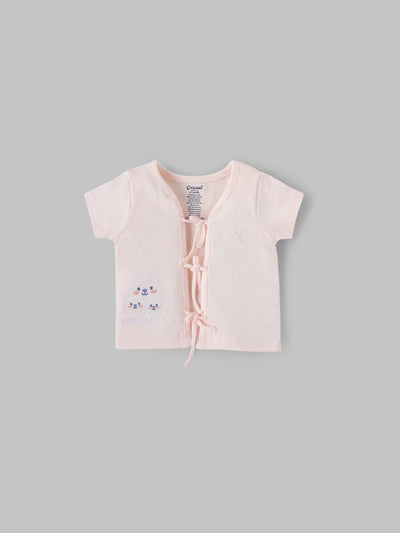 Popees Baby Unisex Cotton Knit Jhabla| Peach| Tiny Baby To 6 Months