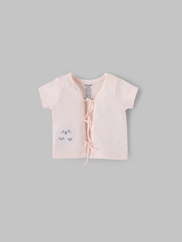 Popees Baby Unisex Cotton Knit Jhabla| Peach| Tiny Baby To 6 Months