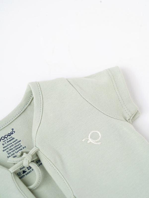Popees Baby Unisex Short Sleeves Cotton Knit Jhabla| Green| Tiny Baby To 6 Months