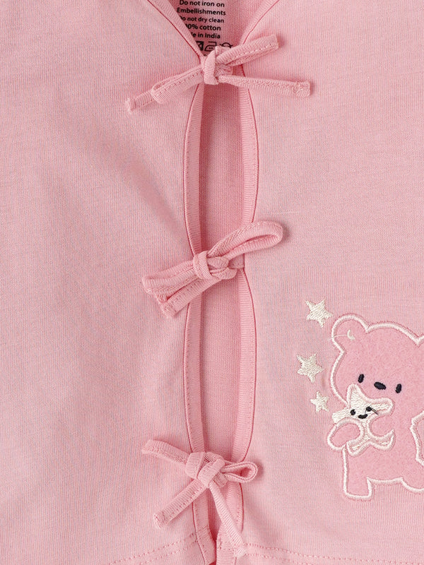 Popees Half Sleeve Printed Front Open Jhabla (0-3 Months) for Newborn Babies