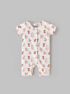 Popees Baby Unisex Short Sleeves Cotton Romper| Off White| Tiny Baby To 6 Months