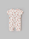 Popees Baby Unisex Short Sleeves Cotton Romper| Off White| Tiny Baby To 6 Months