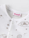 Popees Baby Unisex Printed Cotton Sleepsuit with Footed Design| White| Tiny Baby to 6 Months