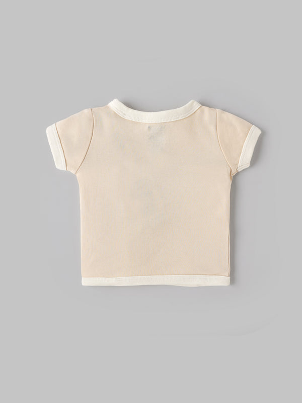 Popees Infant Unisex Cotton Wrap Top| Beige| Tiny Baby, Newborn -9 Months