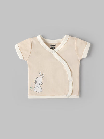Popees Infant Unisex Cotton Wrap Top| Beige| Tiny Baby, Newborn -9 Months