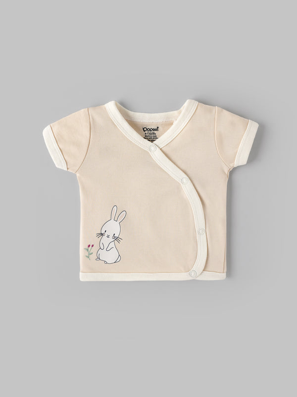 Popees Infant Unisex Cotton Wrap Top| Beige| Tiny Baby, Newborn -9 Months