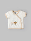 Popees Infant Unisex Short Sleeve Wrap Top| Off-White| Tiny Baby, 0-9 Months