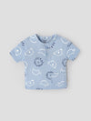 Popees Baby Boys Printed Cotton Henley T-Shirt|Light Blue Short Sleeve Top with Pocket (9 Months–4 Years)