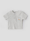 Popees Baby Boys Light Grey Textured Cotton T-Shirt with Embroidered Back Print| 9 Months–4 Years